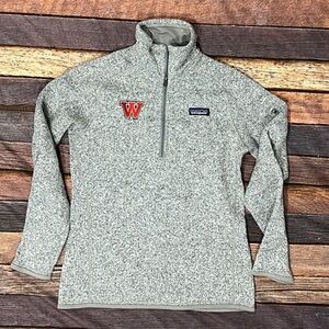 Patagonia Gray Better Sweater 1/4 Zip Up Fleece Jacket School Logo Womens